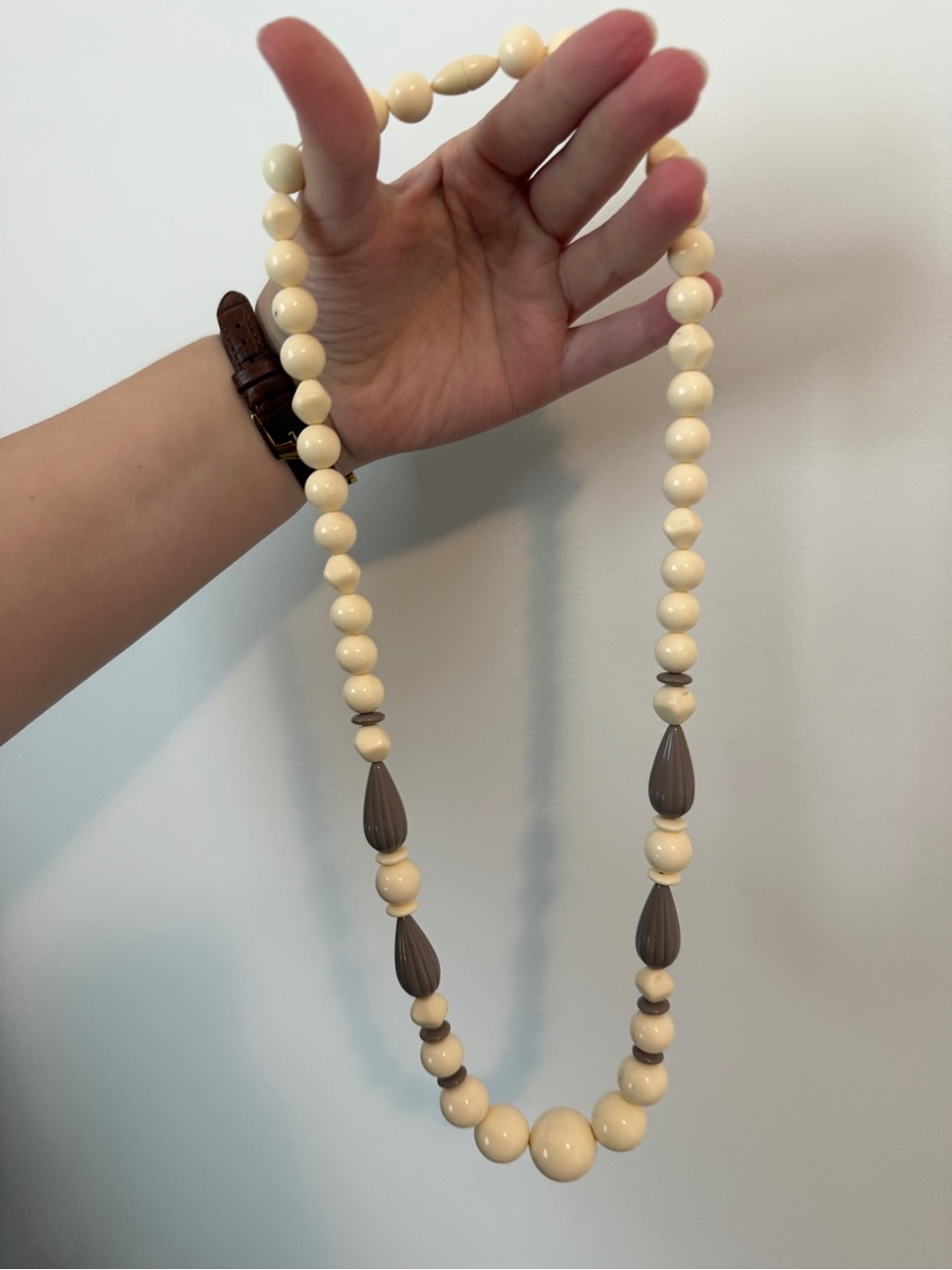 Classic Cream and Brown Beaded Necklace